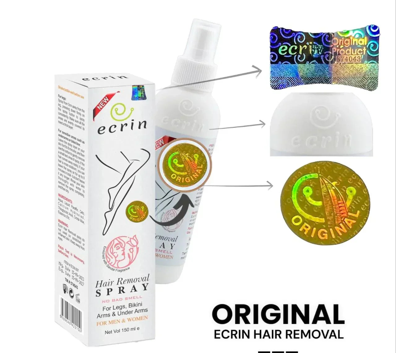 Original Ecrin Hair Removal Spray (For Men & Women)